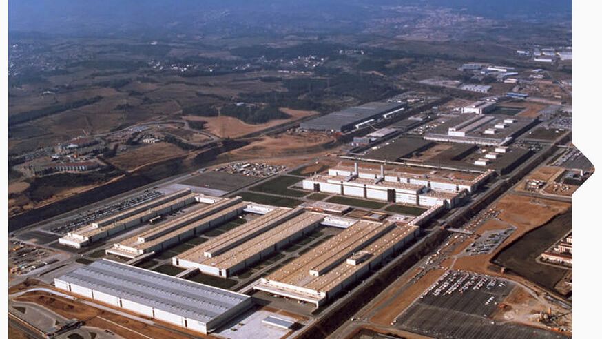 Das SEAT Werk in Matorell aus der Vogelperspektive 1989.
