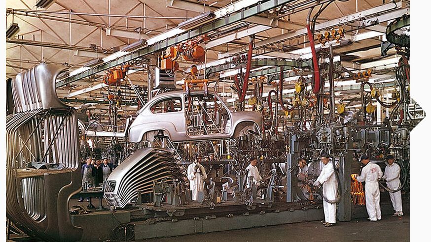 Blick in die SEAT Automobil Produktion von 1950.